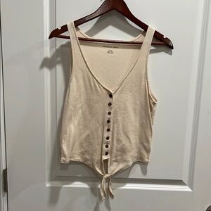 American Eagle Outfitters Cream Button-Down Tank Top